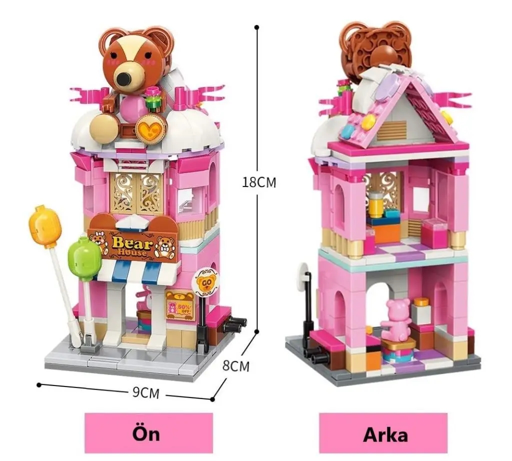 Vagonlife Keeppley City Corner Teddy Theme Store Ayı Teddy Mağazası Hediyelik Dekorasyon Yapı Blokları Oyuncak Seti KP0109