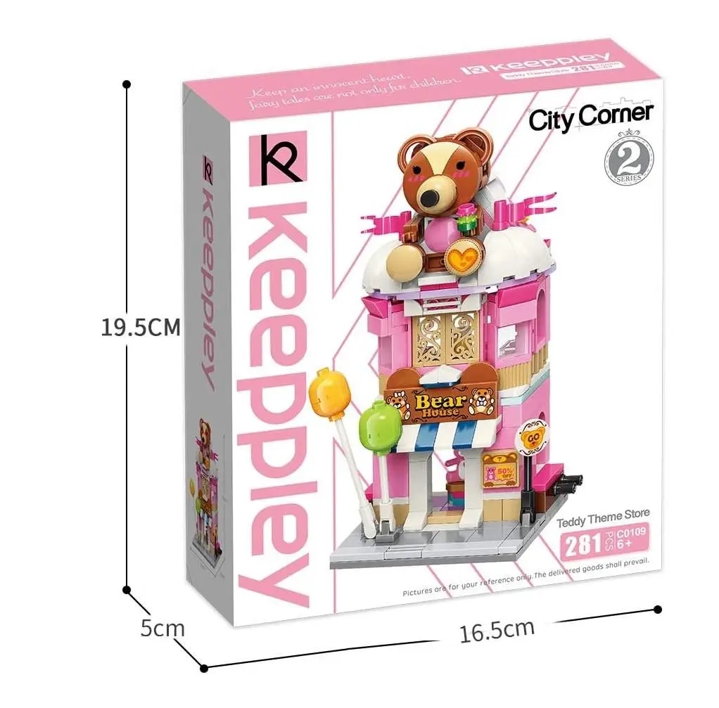 Vagonlife Keeppley City Corner Teddy Theme Store Ayı Teddy Mağazası Hediyelik Dekorasyon Yapı Blokları Oyuncak Seti KP0109