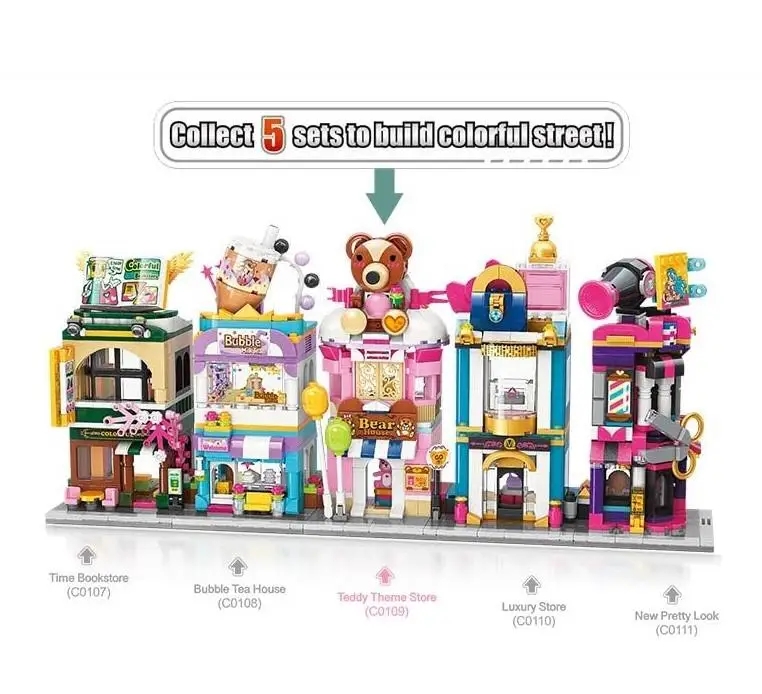Vagonlife Keeppley City Corner Teddy Theme Store Ayı Teddy Mağazası Hediyelik Dekorasyon Yapı Blokları Oyuncak Seti KP0109