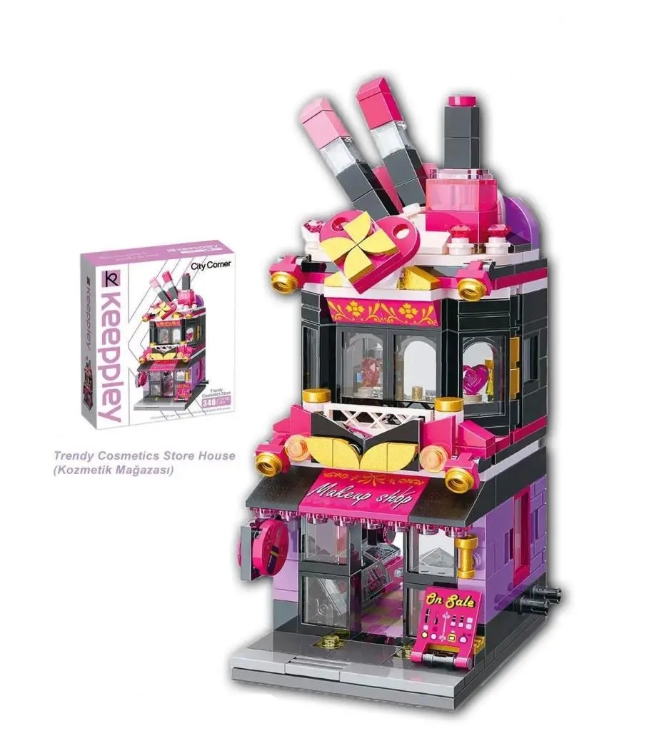 Vagonlife Keeppley City Corner Trendy Cosmetics Store Kozmetik Mağazası Hediyelik Dekorasyon Yapı Blokları Oyuncak Seti KP0103