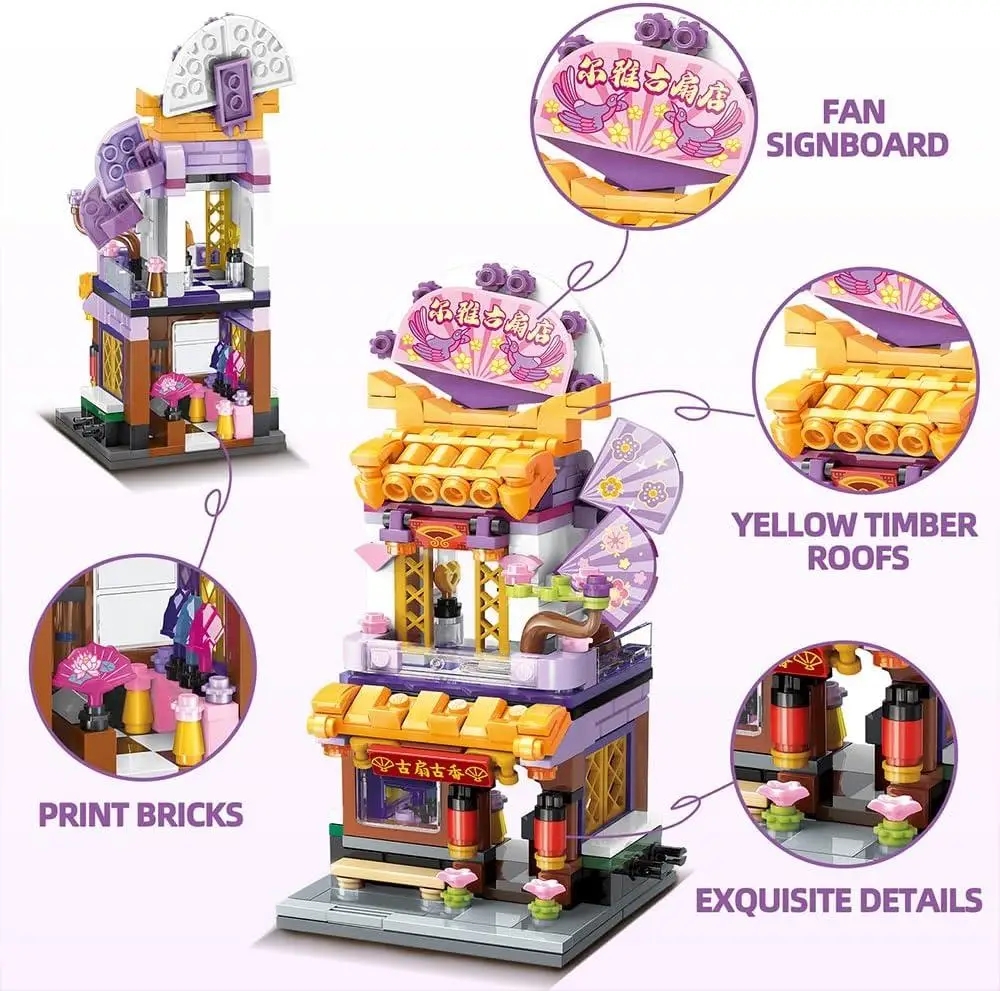 Vagonlife Keeppley City Corner Folding Fan Shop Yelpaze Dükkanı Yapı Blokları Oyuncak Seti K28001