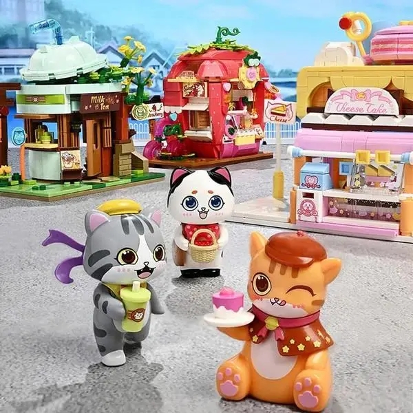 Vagonlife Keeppley Lovely Street Red Cat Cake Shop Kırmızı Kedi Kek Dükkanı Yapı Blokları Oyuncak Seti K28006