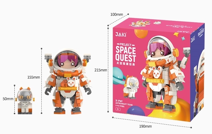 Vagonlife Jaki Astronaot Team X-pet  Astronot ve Evcil Hayvanı Yapı Blok Seti JK9108 Uzay Serisi