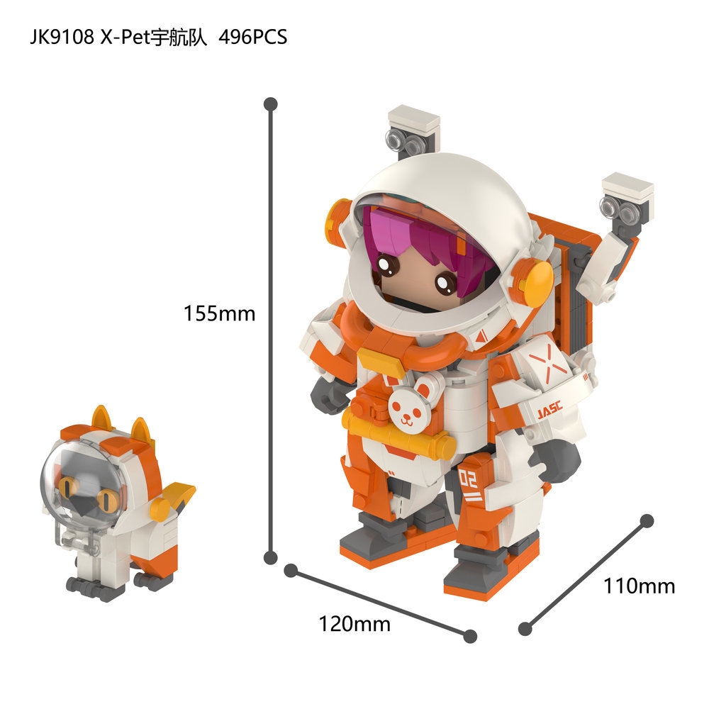 Vagonlife Jaki Astronaot Team X-pet  Astronot ve Evcil Hayvanı Yapı Blok Seti JK9108 Uzay Serisi