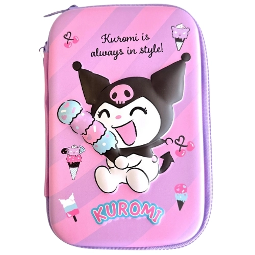 Kuromi Desenli Sert Kapaklı Kabartmalı Pembe Mor Kalem Kutusu Model No. 3327