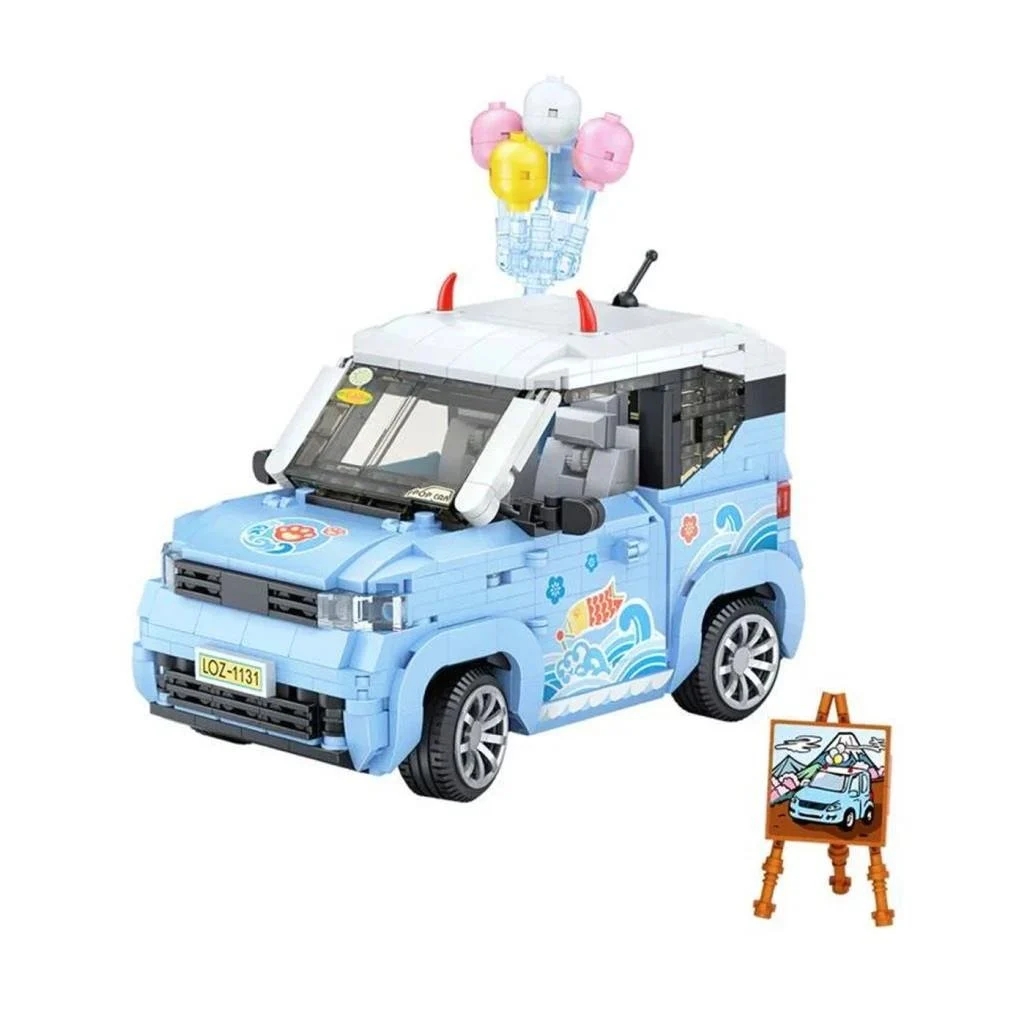 Vagon Life LOZ Balon Arabası Mavi 875 Parça Mini Block Yapım Seti Dekoratif Lego Araç Oyuncak
