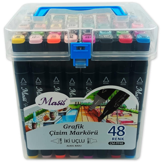 Masis Çift Taraflı Twin Grafik Marker Kalem Seti 48 Renk