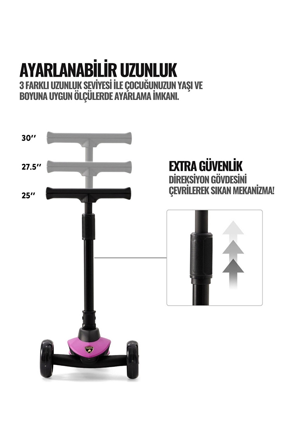 Lamborghini Mor Scooter Işıklı Tekerlek LB2005