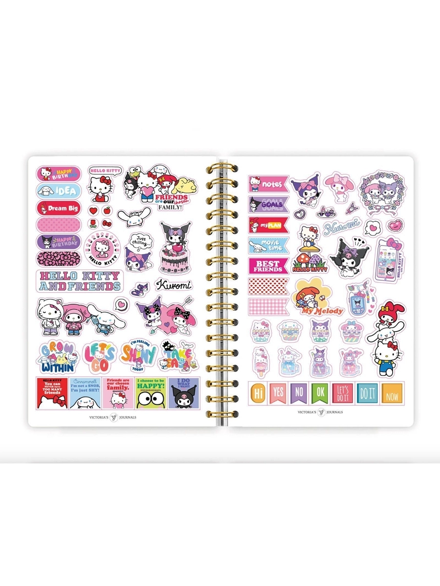 Victorias Journals Hello Kitty ve Arkadaşları 14x20 Sert Kapak Spiralli Günlük 524-1890  