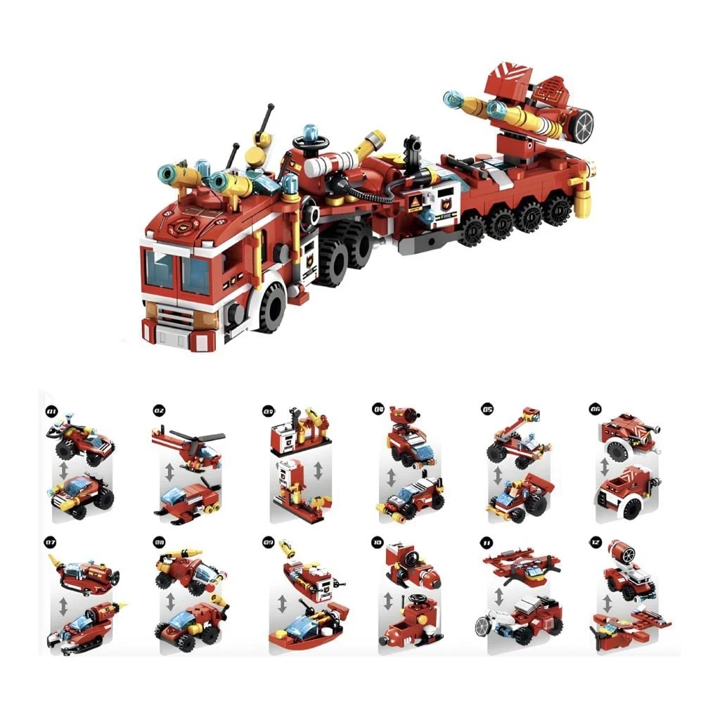 Vagon Life Panlos Şehir İtfaiyesi 557 Parça Lego Blok Seti 12’si 1 arada  P633009
