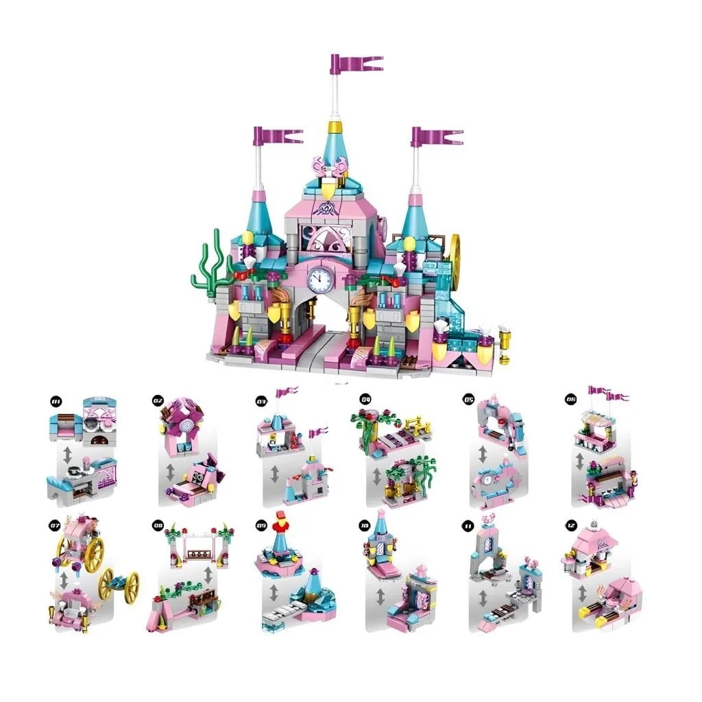 Vagon Life Panlos Prenses Kalesi 556 Parça Lego Blok Seti 12’si 1 arada P633012
