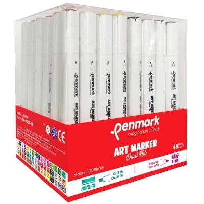 Penmark Art Marker Dual Nib Fırça Uç + Kesik Uç 48 Renk Set (Yerli Üretim)