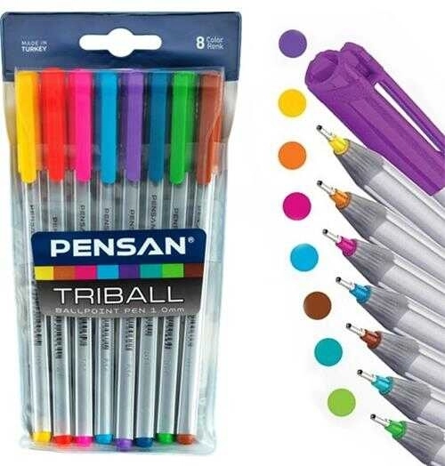 Pensan Triball Tükenmez Kalem Renkli 8 li Set