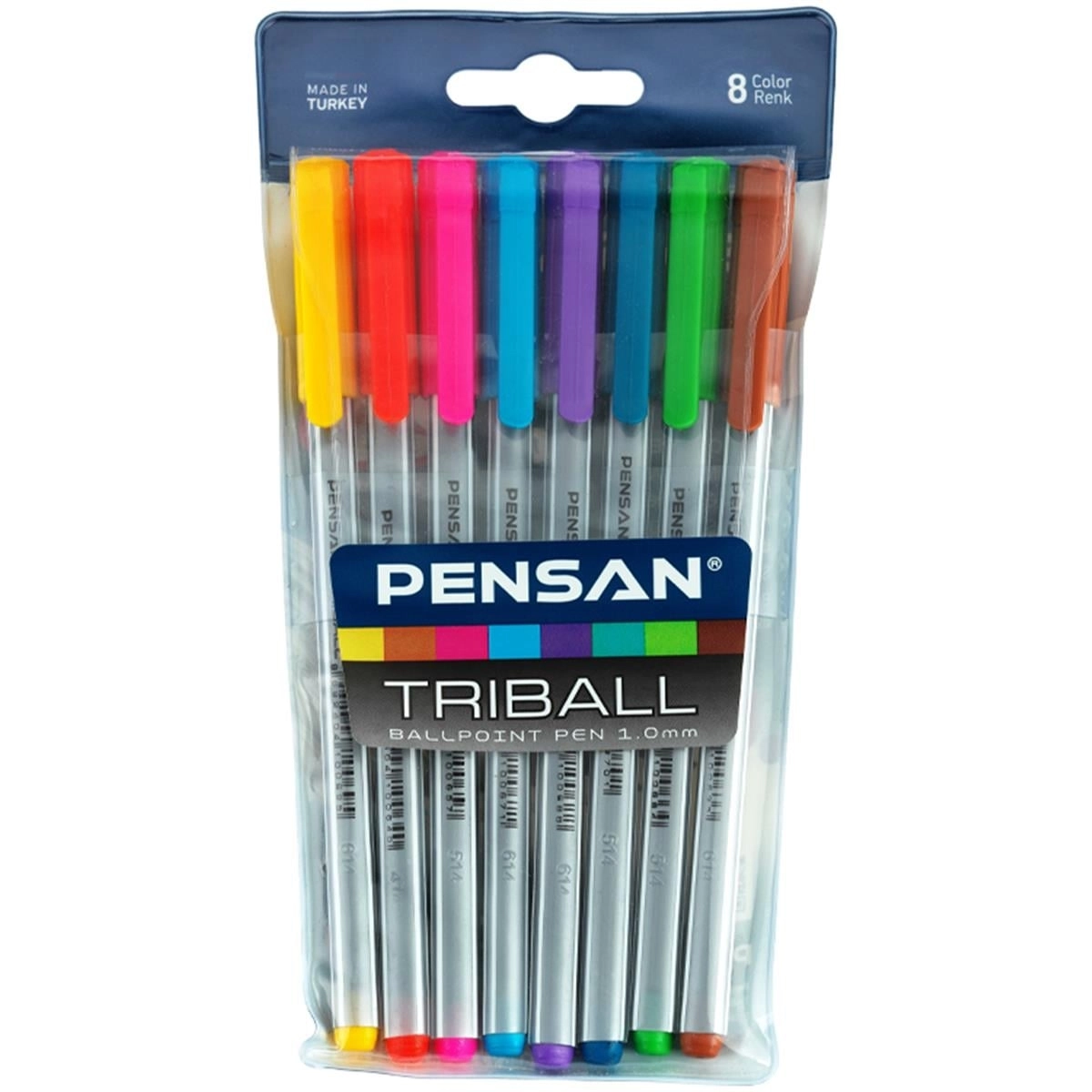 Pensan Triball Tükenmez Kalem Renkli 8 li Set