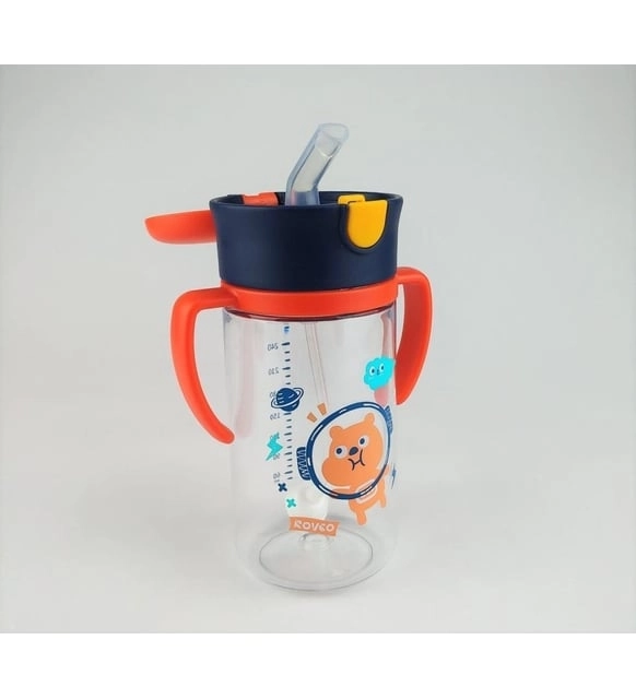 Vagon Life Rovco Pipetli Askılı Ayıcıklı Çocuk Matarası Turuncu +6 Ay 300 ml B1044