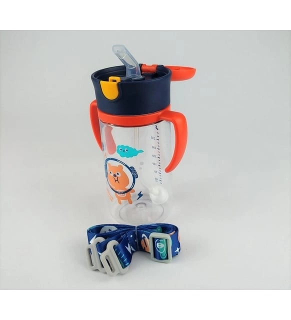 Vagon Life Rovco Pipetli Askılı Ayıcıklı Çocuk Matarası Turuncu +6 Ay 300 ml B1044