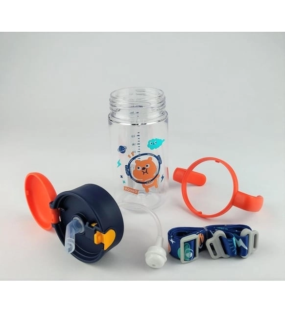 Vagon Life Rovco Pipetli Askılı Ayıcıklı Çocuk Matarası Turuncu +6 Ay 300 ml B1044