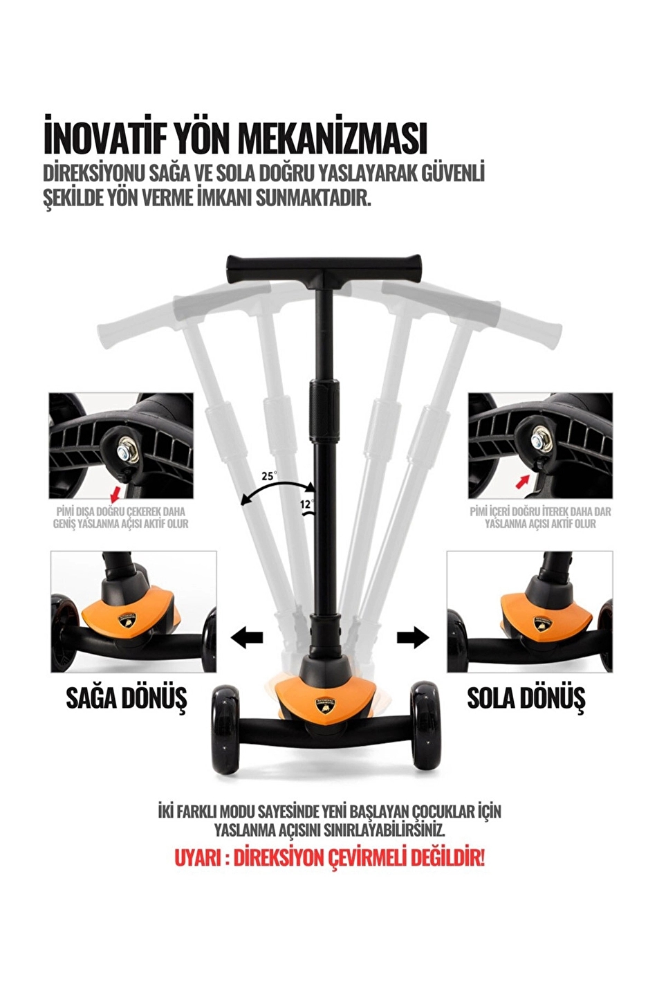 Lamborghini Sarı Scooter Işıklı Tekerlek LB2005