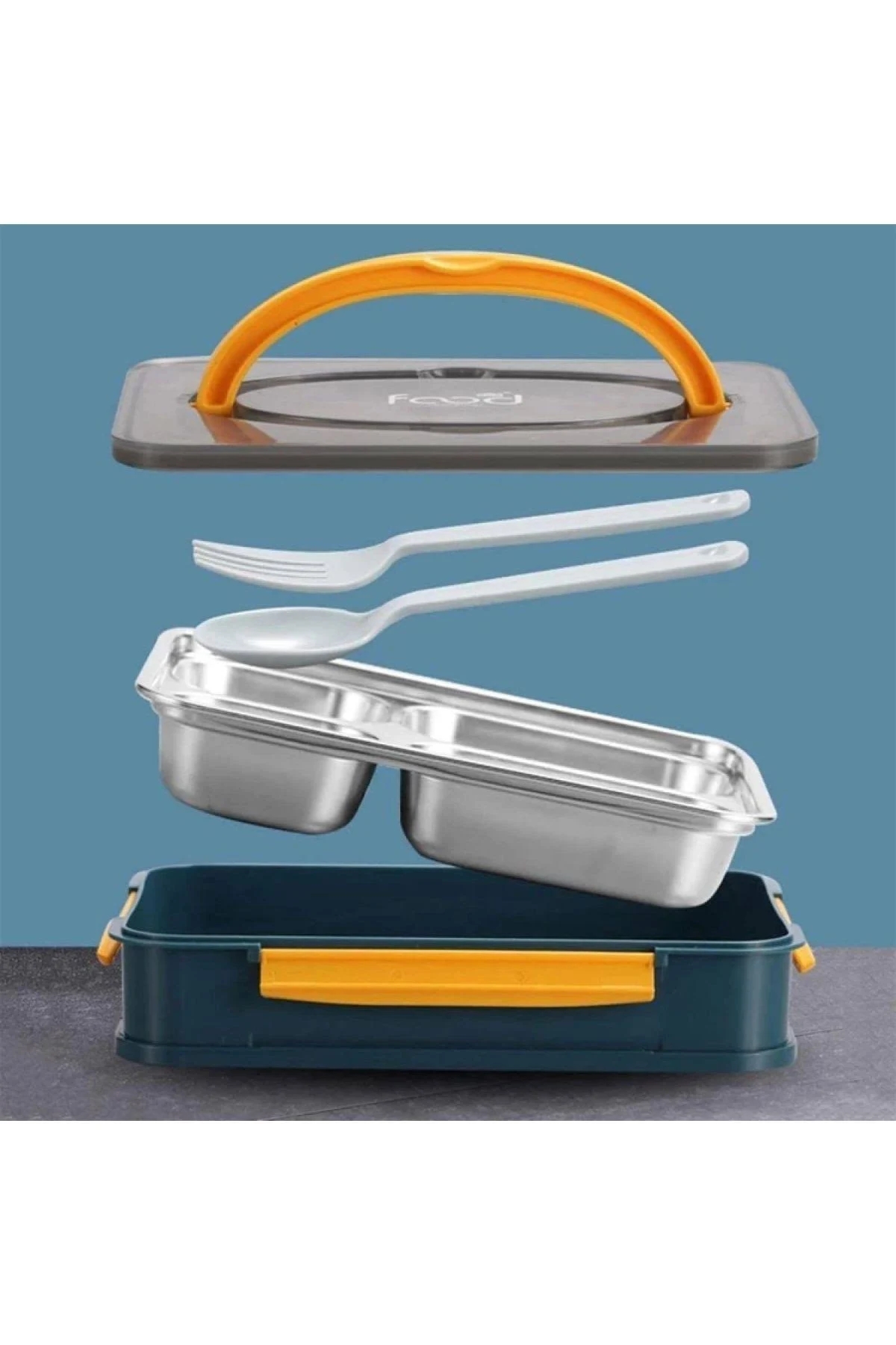 Vagonlife Yemek Kabı Paslanmaz Çelik Bölmeli Lunch Box BL2201 1000 ml Yeşil