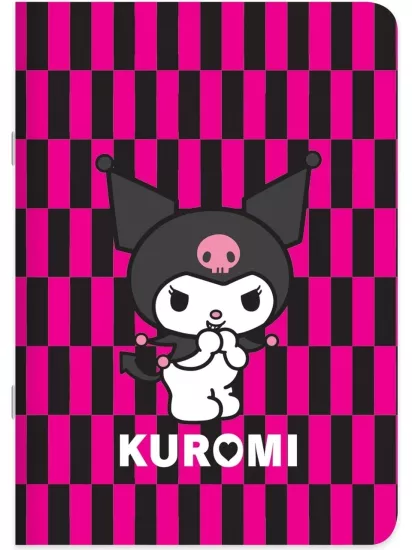 Kuromi Çizgili Stickerli Tel Dikişli Defter