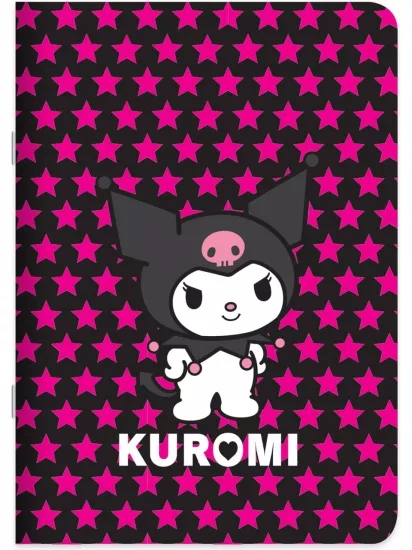 Kuromi Çizgili Stickerli Tel Dikişli Defter