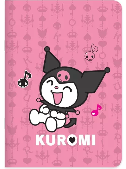 Kuromi Çizgili Stickerli Tel Dikişli Defter