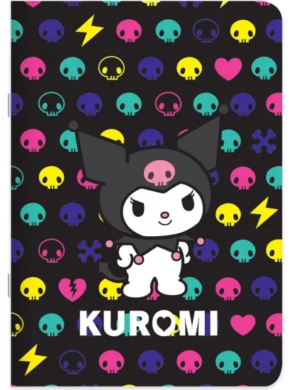 Kuromi Çizgili Stickerli Tel Dikişli Defter