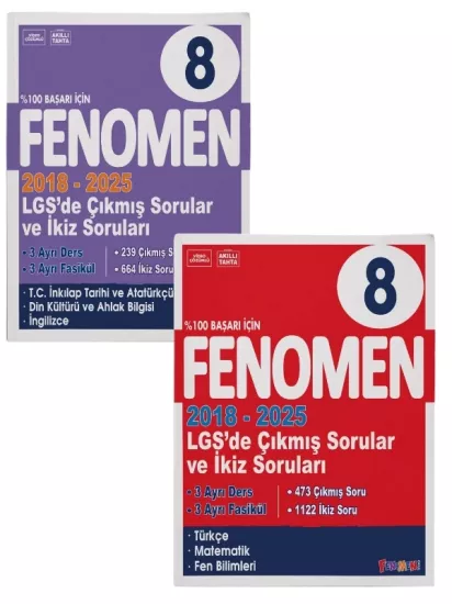 Fenomen 8 LGS Çıkmış Sorular Ve İkiz Sorular Seti 