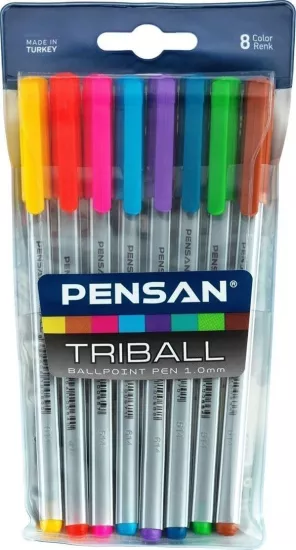 Pensan Trıball Tükenmez Kalem Renkli 8 Li Set