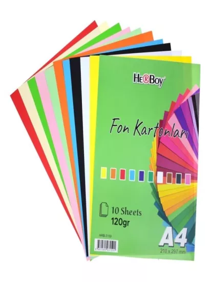 Herboy A4 120 Gr Fon Kartonu 10’’lu Renkli Hrb-3159