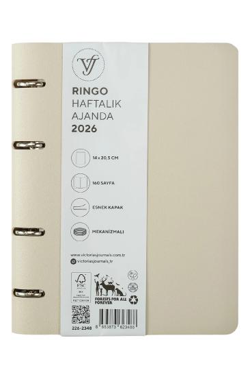 Victoria’s Journals RinGo 2026 Haftalık Ajanda Bej