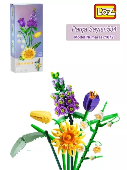 Loz Çiçek Buketi 534 Parça Lego  Çiçek Modeli 1672