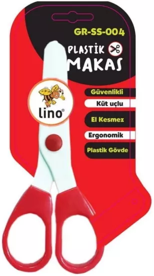 Lino Plastik Çocuk Makası Kırmızı Beyaz 