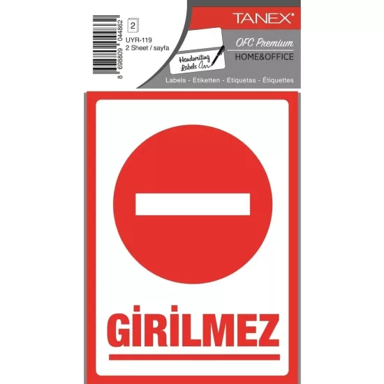 TANEX STICKER ETİKET UYARI GİRİLMEZ UYR-119