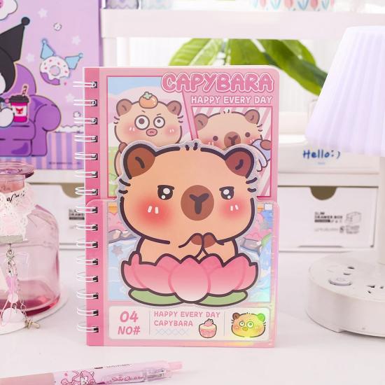 Kawaii Capybara Spiralli Günlük, Not Defteri A5