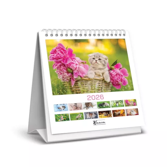 Keskin Color 2026 - Kare Masa Takvimi - Kediler