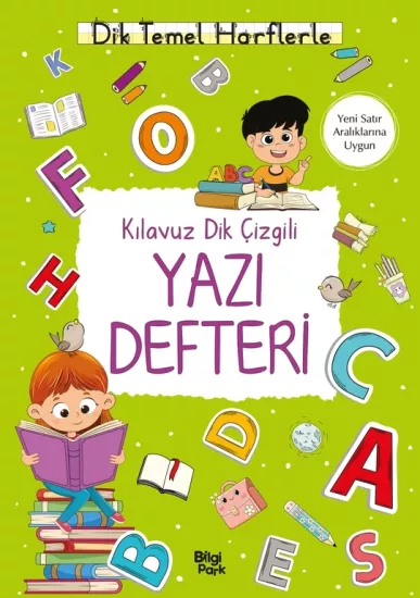 Dik Temel Harflerle Kılavuz Dik Çizgili Yazı Defteri