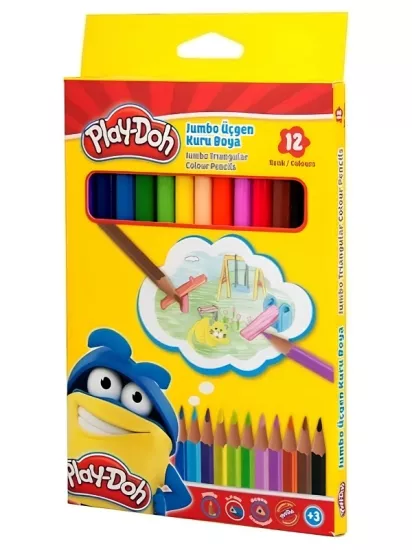 Play Doh 12 Renk Set Jumbo Üçgen Kuru Boya 