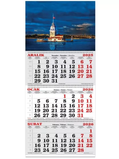 Keskin 2026-3 Aylık Spiralli Jumbo Denizci Takvim