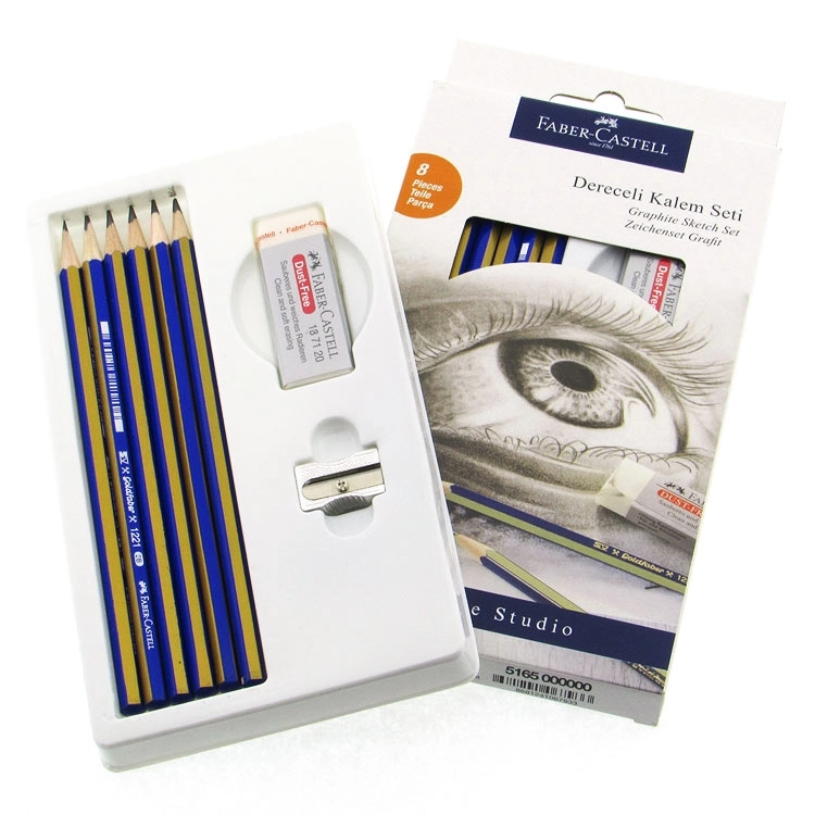 Faber Castell Goldfaber Dereceli Kalem Çizim Seti Silgi + Kalemtıraş 5165 000000