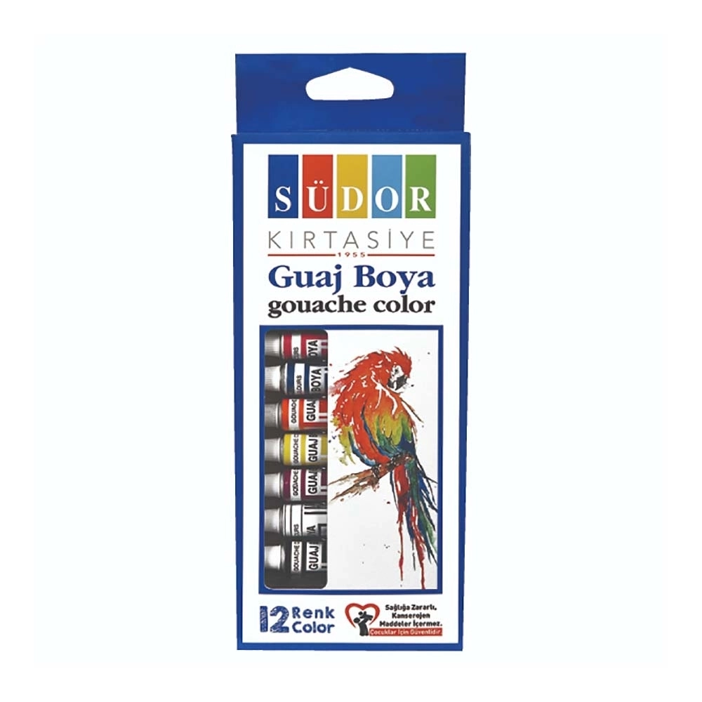 Südor Guaj Boya 9 Ml Tüp 12 Renk Tüp Boya Kod: SD575