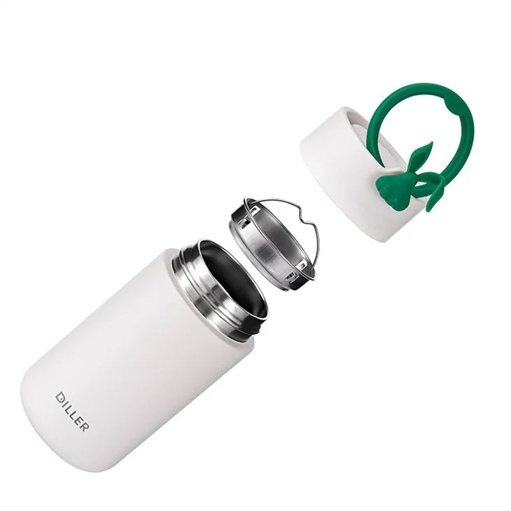 Vagon Life Diller 420 ML Süzgeçli Tavşan Figürlü Silikon Taşıma Kulplu Çelik Matara D9078 Turuncu