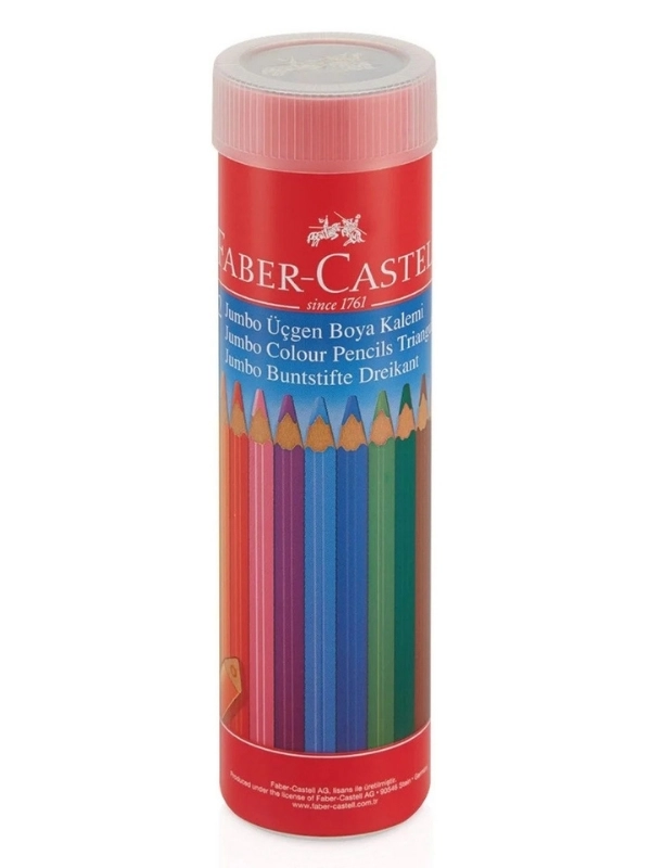 Faber-Castell Jumbo Üçgen Kuru Boya Kalemi Metal Tüp 12 Renk