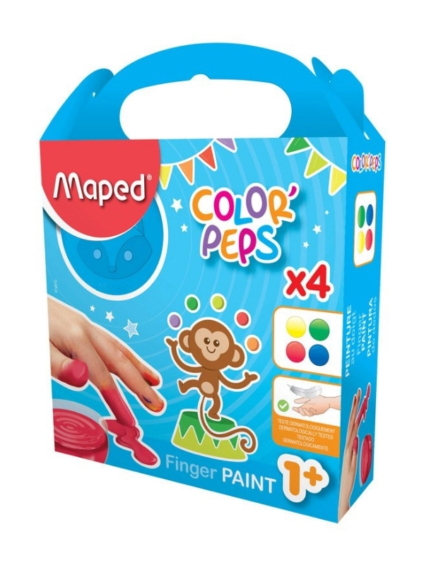 Maped Parmak Boyası 80 Gram 4’lü Kavanoz Kırmızı, Yeşil, Sarı, Lacivert