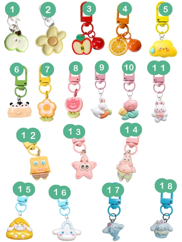 Sevimli Anahtarlık Charm Çanta Süsü - 3 Adet