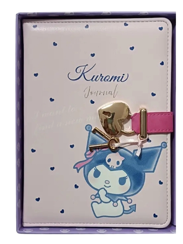 Victoria’s Journals Kuromi Hush Hush Kilitli Çizgili Defter – 160 Yaprak, Kutulu, Özel Tasarım Günlük Not Defteri 525-1924