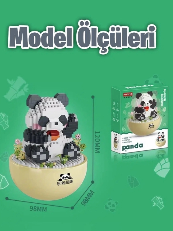 Vagon Life Panlos Yko Serisi Dekoratif ve Koleksiyonluk Lego Panda Modeli 574 Parça Yapım Seti -FFP1276
