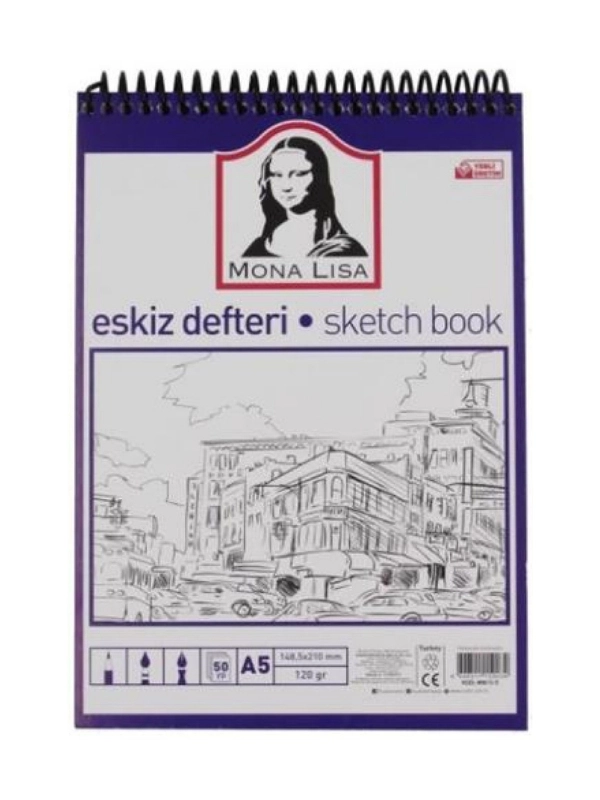 Südor Mona Lisa Eskiz Defteri 120 Gr A5 50 Yaprak Spiralli 