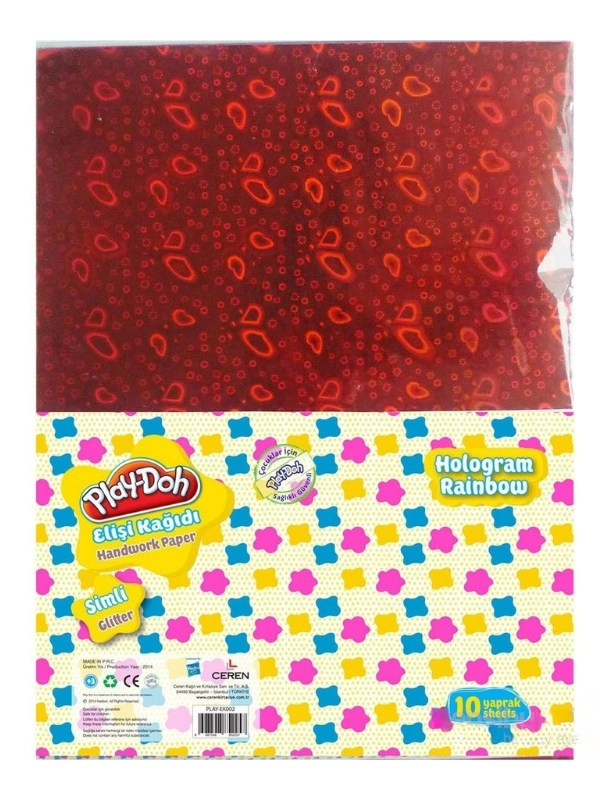 Play-Doh Simli Elişi Kağıdı 10 Renk A4 Boyutunda PLAY-EK003