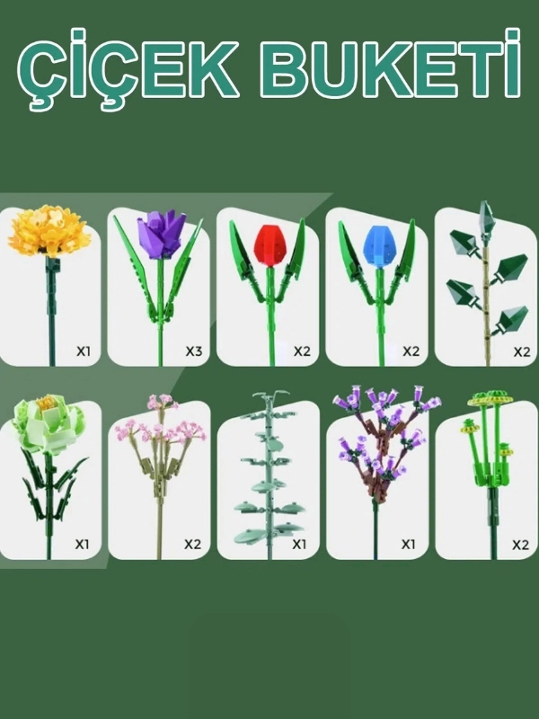 Vagon Life Panlos Lego Çiçek Buketi 999 Parça Blok Seti P655001 